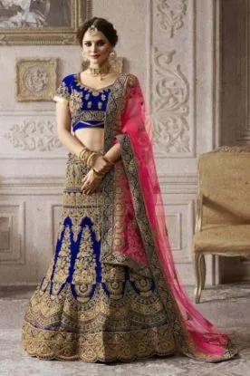 Picture of party wear lehenga and choli,velvet bridal lehenga onli