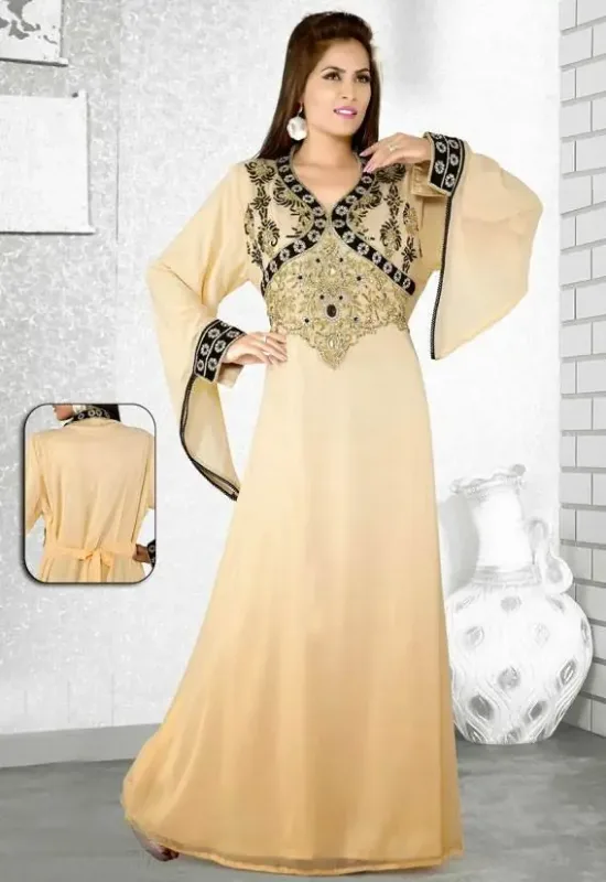 Picture of Purple Georgette Kaftan Dress for Women - Look 8445