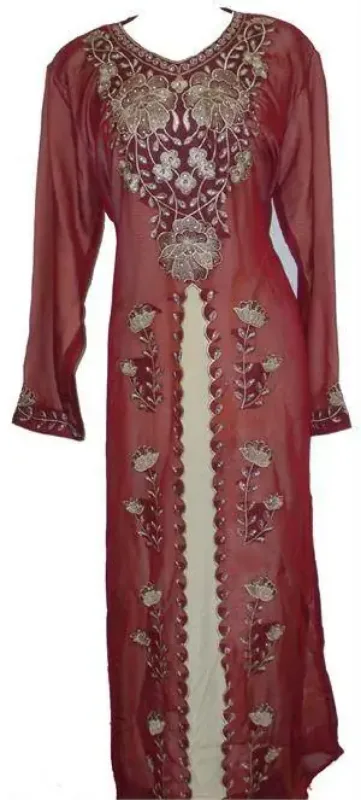 Picture of White Georgette Kaftan Dress for Women - Look 8447