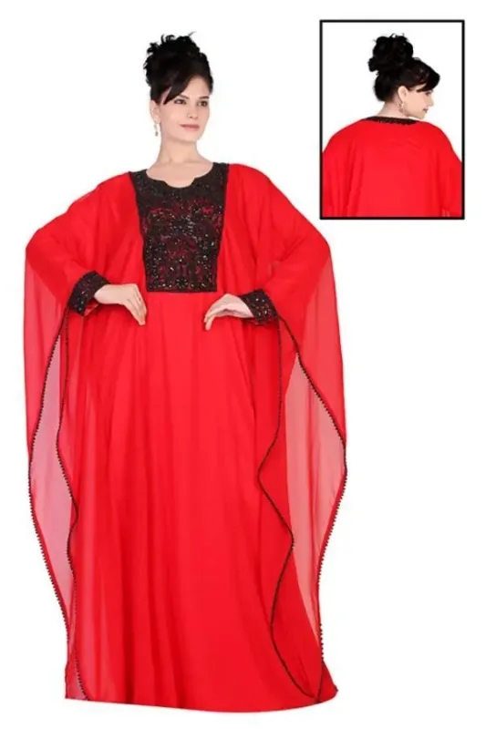 Picture of Yellow Georgette Kaftan Dress for Women - Look 8448