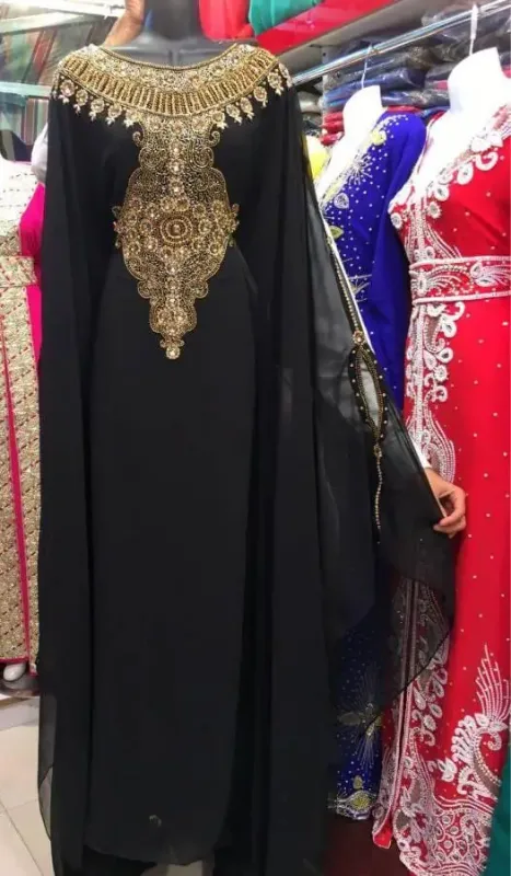 Picture of Black Georgette Kaftan Dress for Women - Look 8452