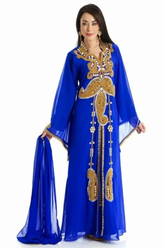 Picture of Blue Georgette Kaftan Dress for Women - Look 8453