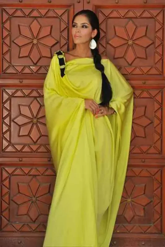 Picture of Yellow Georgette Kaftan Dress for Women - Look 8461