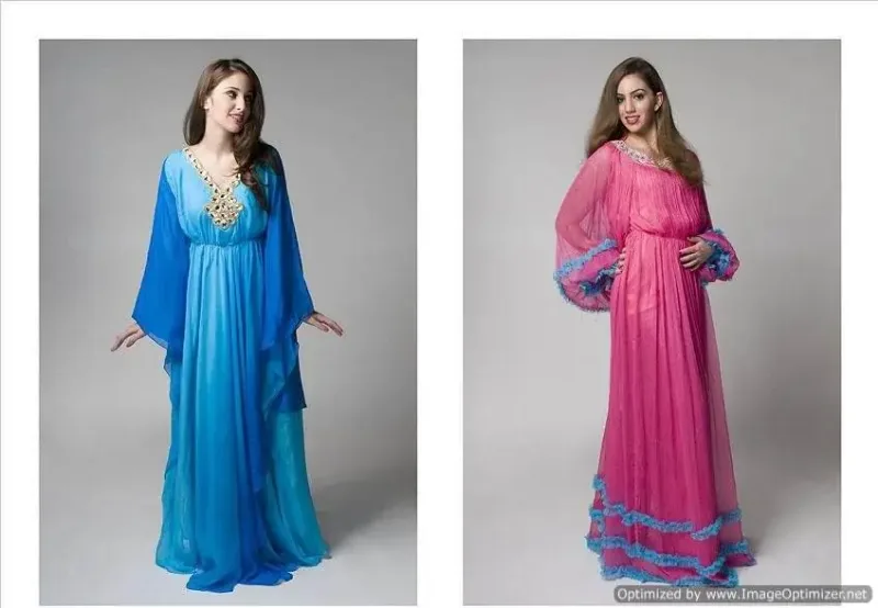 Picture of Blue Georgette Kaftan Dress for Women - Look 8466