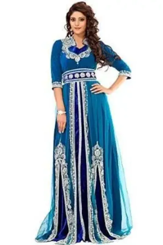 Picture of White Georgette Kaftan Dress for Women - Look 8474