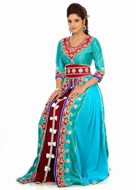 Picture of Blue Georgette Kaftan Dress for Women - Look 8484