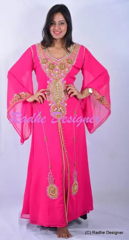 Picture of Radhe Designer Multicolor Georgette Kaftan Dress for Women - Y233