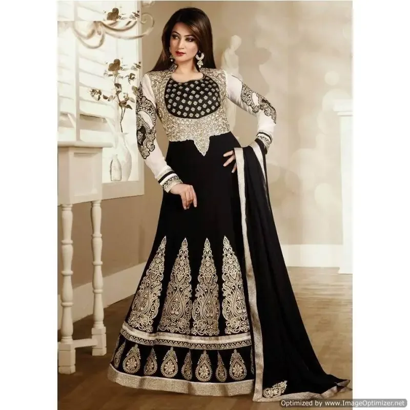 Picture of Radhe Designer White Georgette Kaftan Dress for Women - F5448
