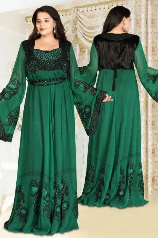 Picture of White Georgette Kaftan Dress for Women - Look 8537