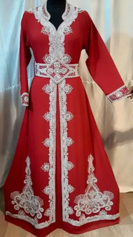 Picture of Radhe Designer White Georgette Kaftan Dress for Women - F5499