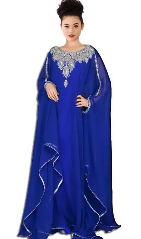 Picture of Radhe Designer Gold Georgette Kaftan Dress for Women - F5540