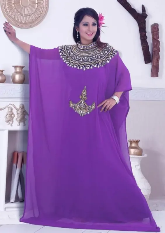 Picture of Radhe Designer Yellow Georgette Kaftan Dress for Women - F5565