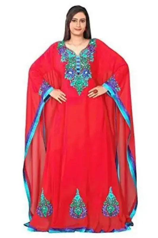 Picture of Radhe Designer Pink Cotton Kaftan Dress for Women - F5552