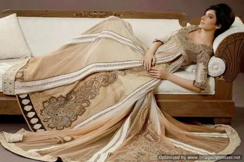 Picture of Radhe Designer White Georgette Kaftan Dress for Women - F5573
