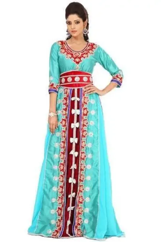 Picture of Radhe Designer White Georgette Kaftan Dress for Women - F5584