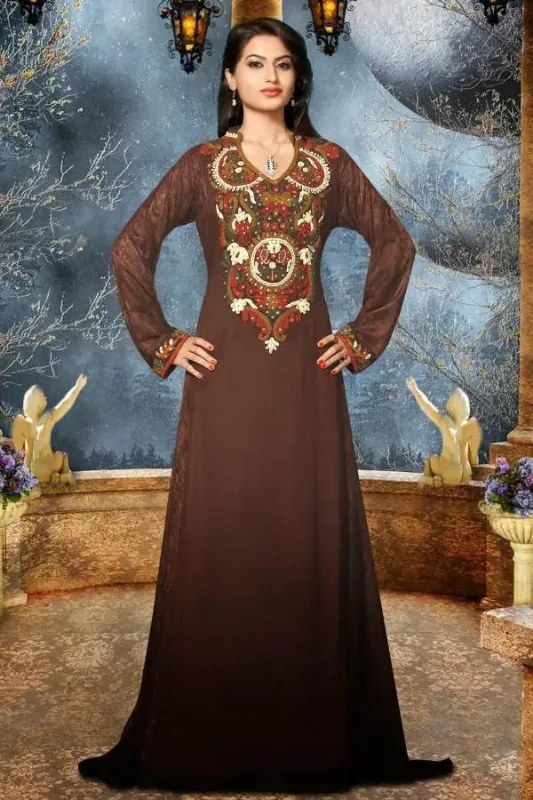 Picture of Purple Georgette Kaftan Dress for Women - Look 8651