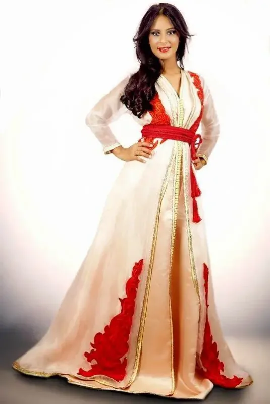 Picture of Radhe Designer White Georgette Kaftan Dress for Women - F5709