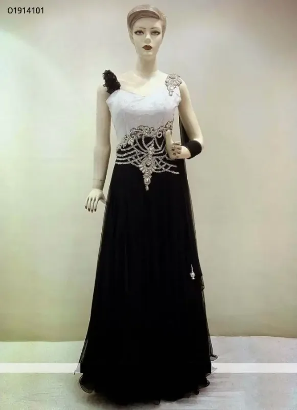 Picture of Radhe Designer White Georgette Kaftan Dress for Women - F5658