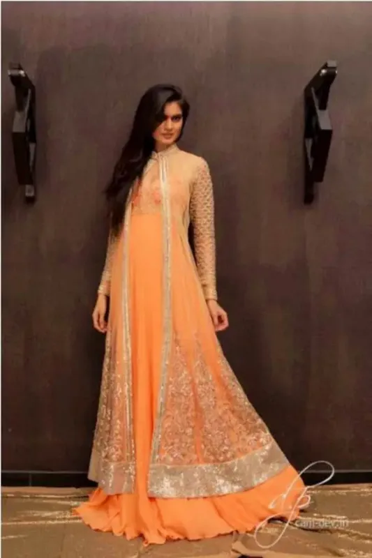 Picture of Radhe Designer Yellow Georgette Kaftan Dress for Women - F5684
