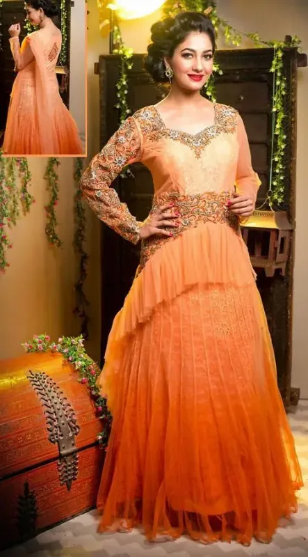 Picture of Radhe Designer Purple Georgette Kaftan Dress for Women - F5691