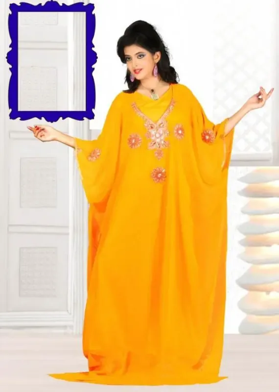 Picture of Radhe Designer White Georgette Kaftan Dress for Women - F5618