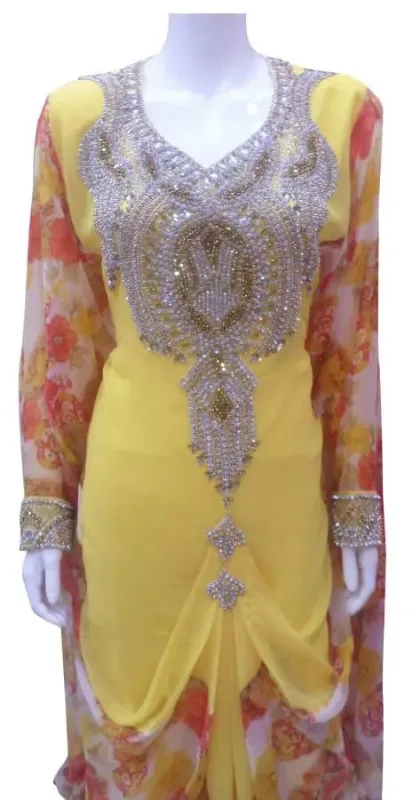 Picture of White Georgette Kaftan Dress for Women - Look 8724