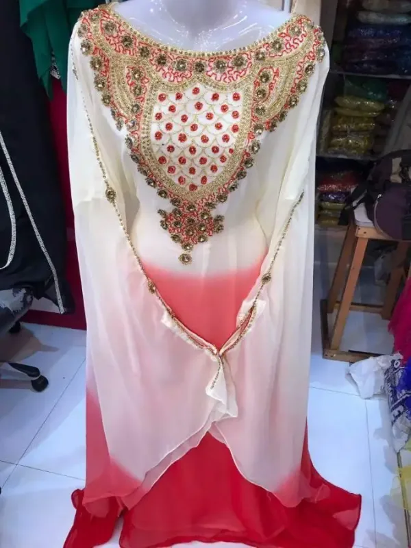 Picture of Radhe Designer White Georgette Kaftan Dress for Women - F6232
