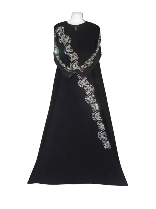 Picture of Black Georgette Kaftan Dress for Women - Look 8822