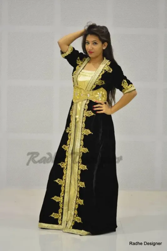 Picture of Radhe Designer Black Georgette Kaftan Dress for Women - Y1070