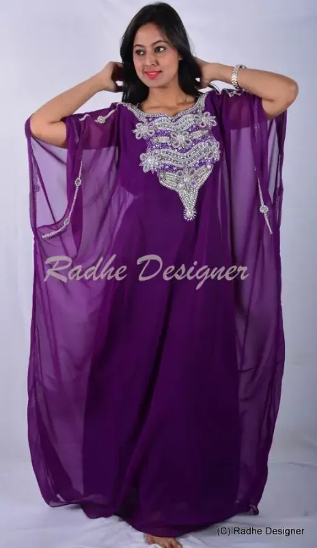 Picture of Radhe Designer Multicolor Georgette Kaftan Dress for Women - Y744