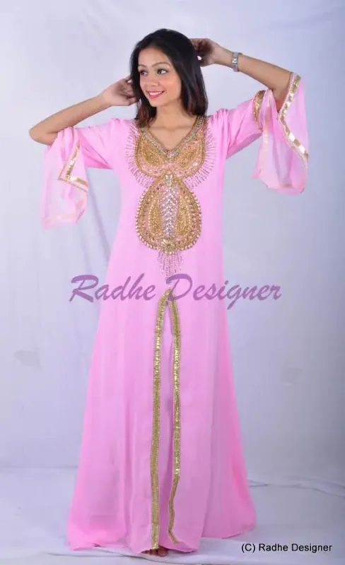 Picture of Radhe Designer White Georgette Kaftan Dress for Women - Y263