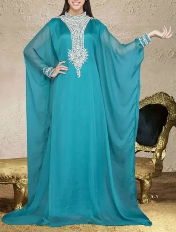 Picture of Radhe Designer White Georgette Kaftan Dress for Women - F8052