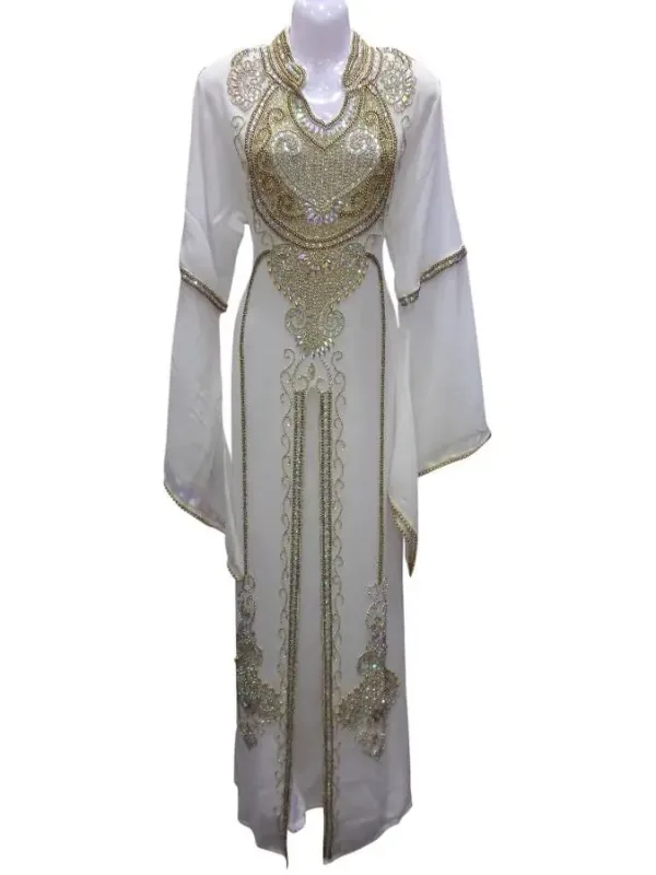 Picture of White Georgette Kaftan Dress for Women - Look 8892