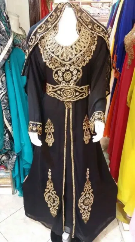 Picture of White Georgette Kaftan Dress for Women - Look 8931