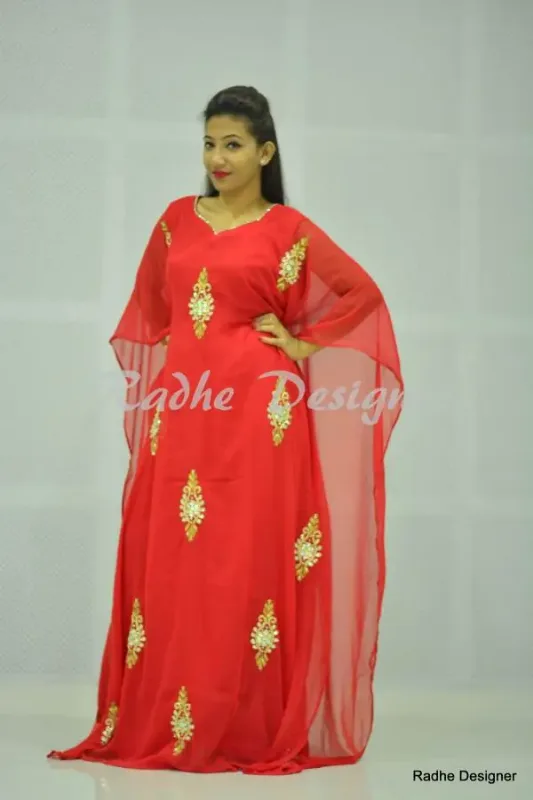 Picture of Radhe Designer Multicolor Georgette Kaftan Dress for Women - Y403