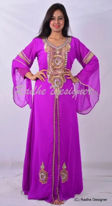 Picture of Radhe Designer Pink Cotton Kaftan Dress for Women - Y922