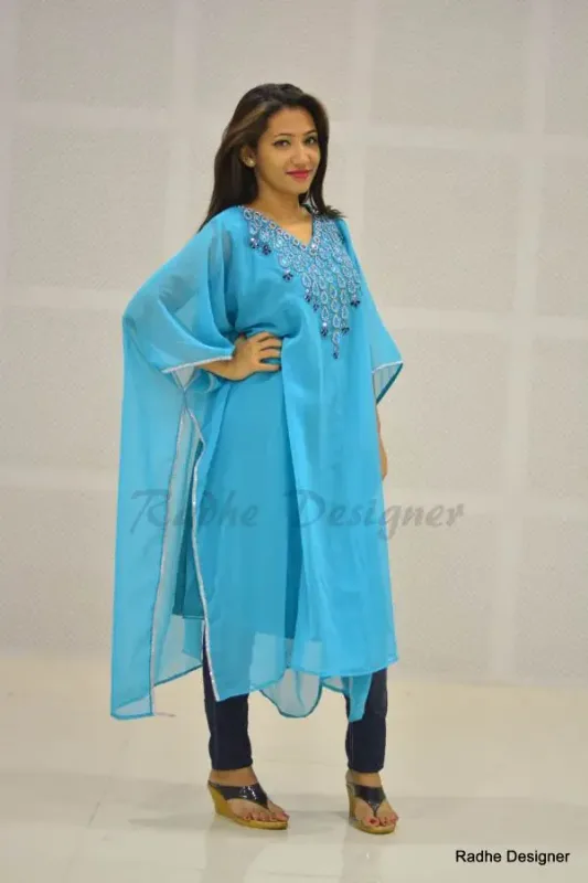 Picture of Multi Color Georgette Kaftan Dress for Women - Look 8990