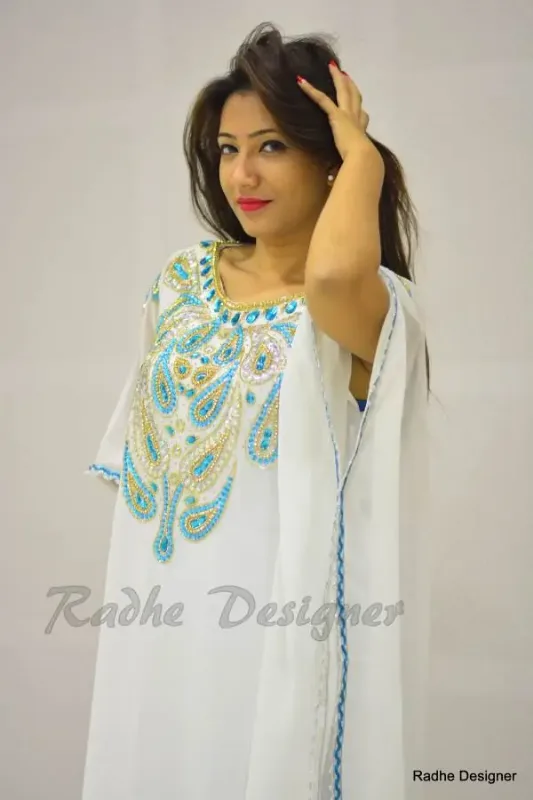 Picture of Radhe Designer Black Georgette Kaftan Dress for Women - Y390