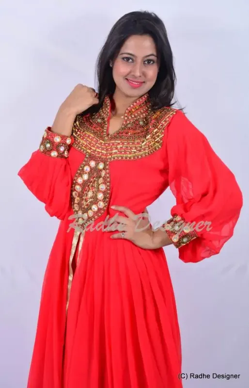Picture of Radhe Designer Black Georgette Kaftan Dress for Women - Y781