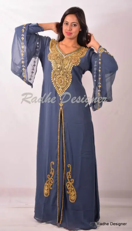 Picture of Radhe Designer White Georgette Kaftan Dress for Women - Y1056
