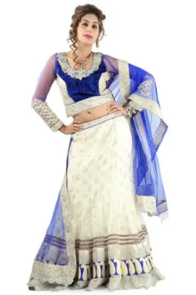 Picture of india ethnic design saree blouse lehenga brown beige g,