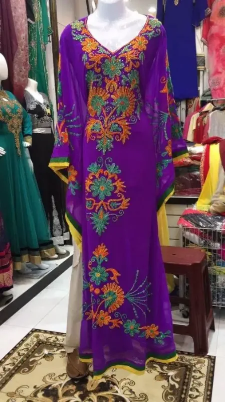 Picture of Radhe Designer Yellow Georgette Kaftan Dress for Women - F1829