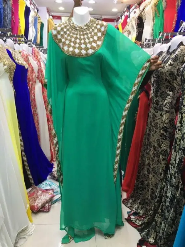 Picture of White Georgette Kaftan Dress for Women - Look 9036