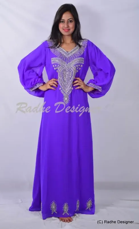 Picture of Radhe Designer White Georgette Kaftan Dress for Women - Y937