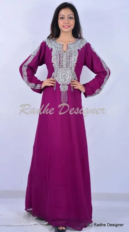 Picture of Radhe Designer Purple Georgette Kaftan Dress for Women - Y1095