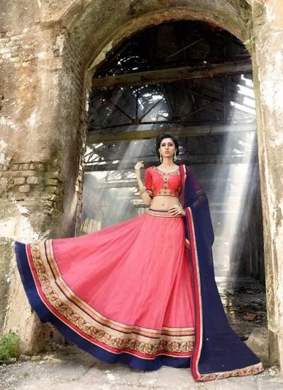 Picture of beautiful bangalore silk bollywood lehenga choli desig,