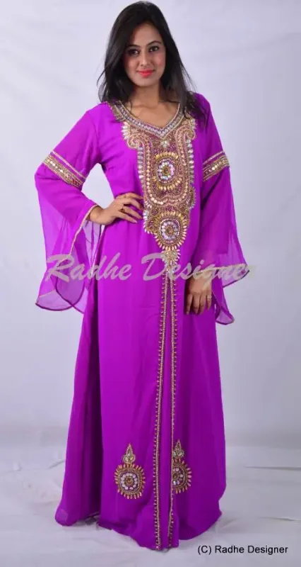 Picture of Radhe Designer Multicolor Georgette Kaftan Dress for Women - Y924