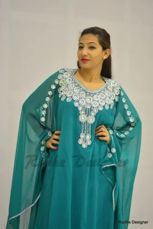Picture of Radhe Designer Multicolor Georgette Kaftan Dress for Women - Y550