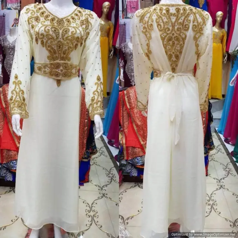 Picture of Radhe Designer White Georgette Kaftan Dress for Women - F3091
