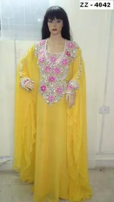 Picture of Radhe Designer White Georgette Kaftan Dress for Women - F8018